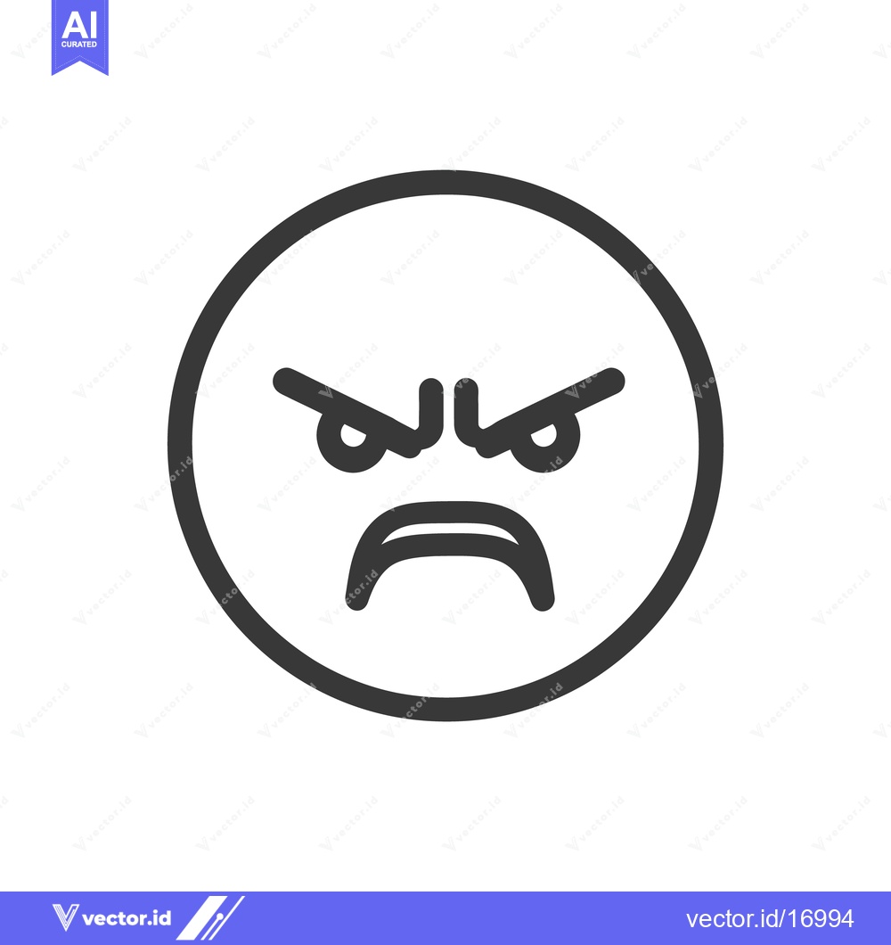 Premium Vector of A circular angry face with furrowed brows and frowning mouth