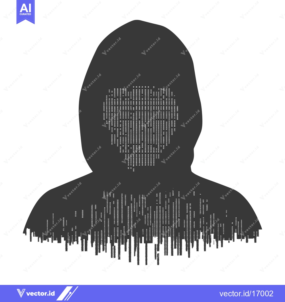 Premium Vector dari Anonymous Hooded Figure with Pixelated Face
