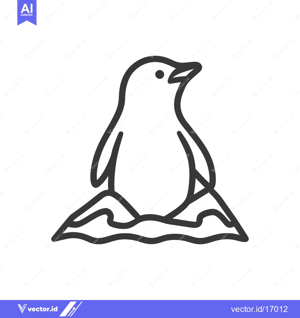 Premium Vector dari A simple black and white outline drawing of a penguin resting