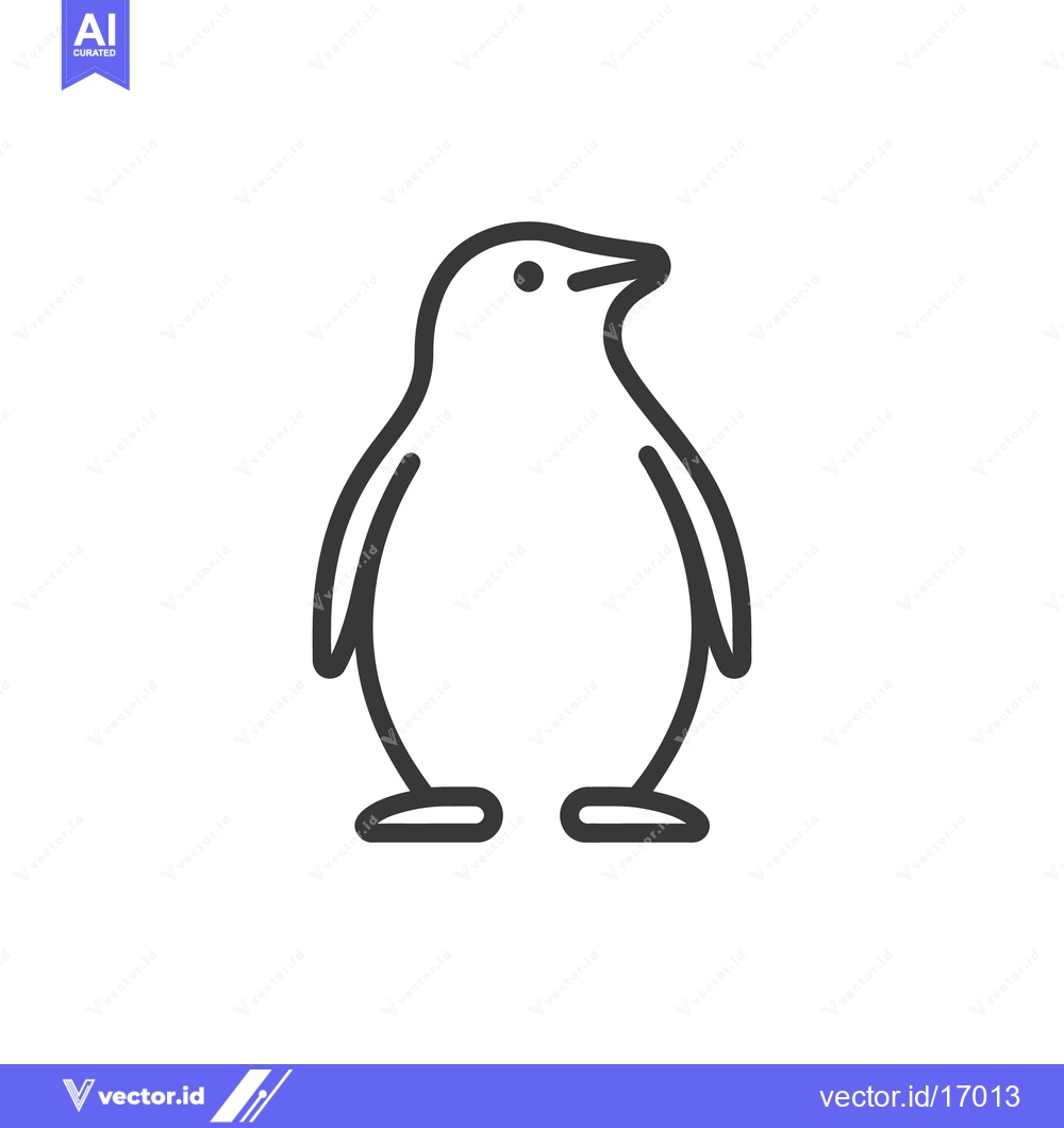 Premium Vector of A simple black and white line art depiction of a penguin
