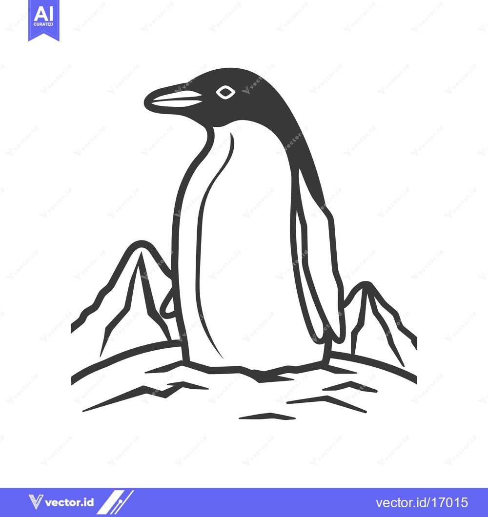 Premium Vector of A simple illustration of an adorable penguin standing near ice