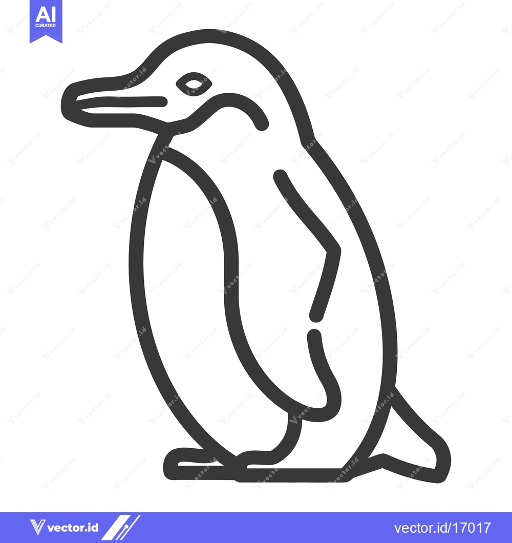 Premium Vector of A simple black line drawing of a standing penguin