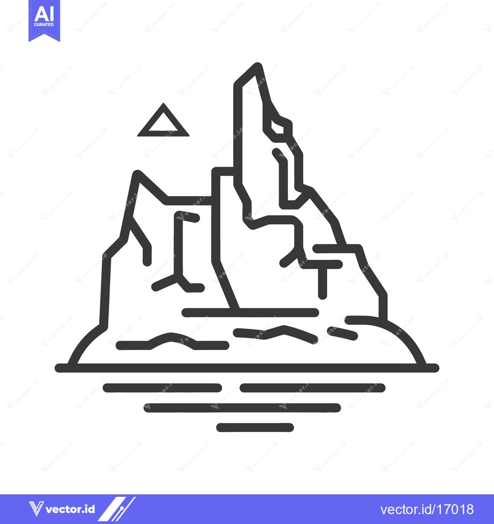 Premium Vector dari Simple graphic illustration depicting mountains rising above water lin