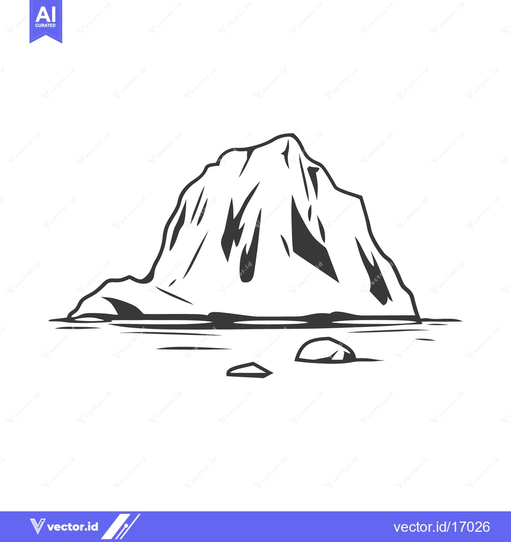 Premium Vector of A grayscale depiction of an iceberg floating in the water