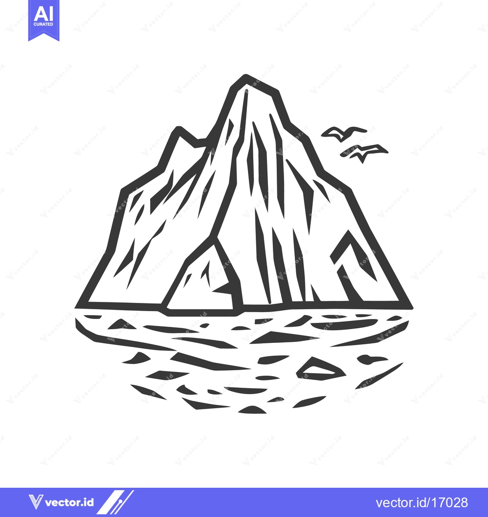 Premium Vector of An illustration of an iceberg with birds flying over ocean waves