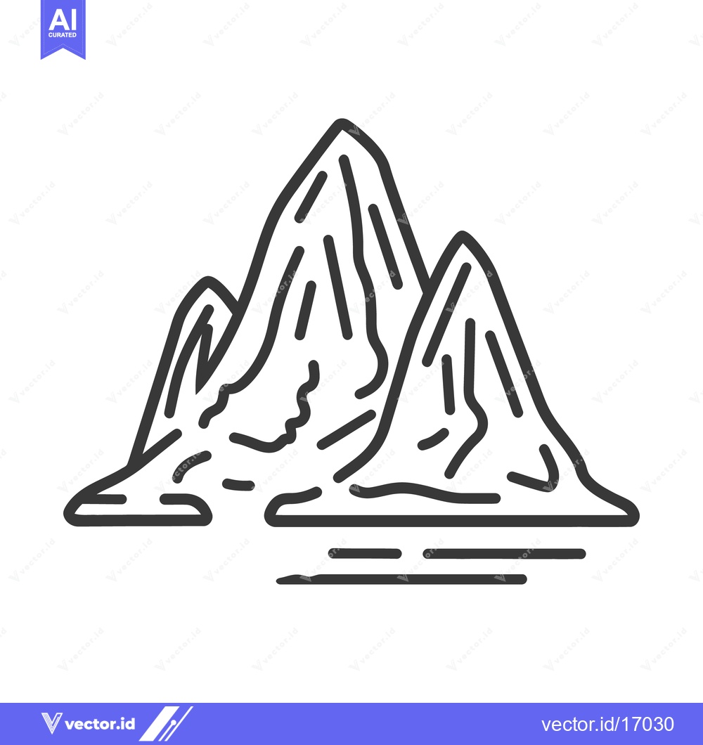 Premium Vector of Three Mountain Peaks Are Depicted Against a White Background