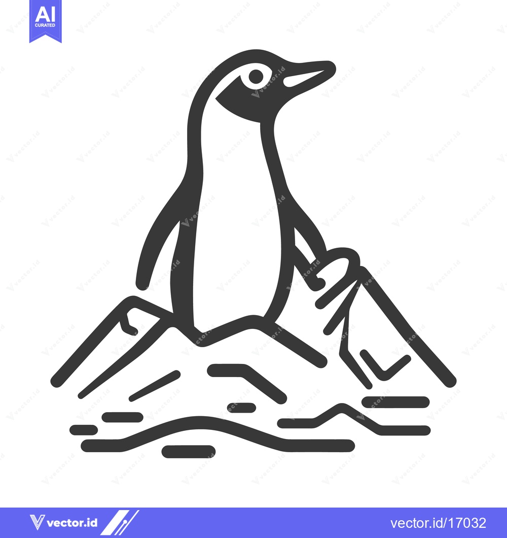 Premium Vector of A simple illustrated penguin standing on ice and water