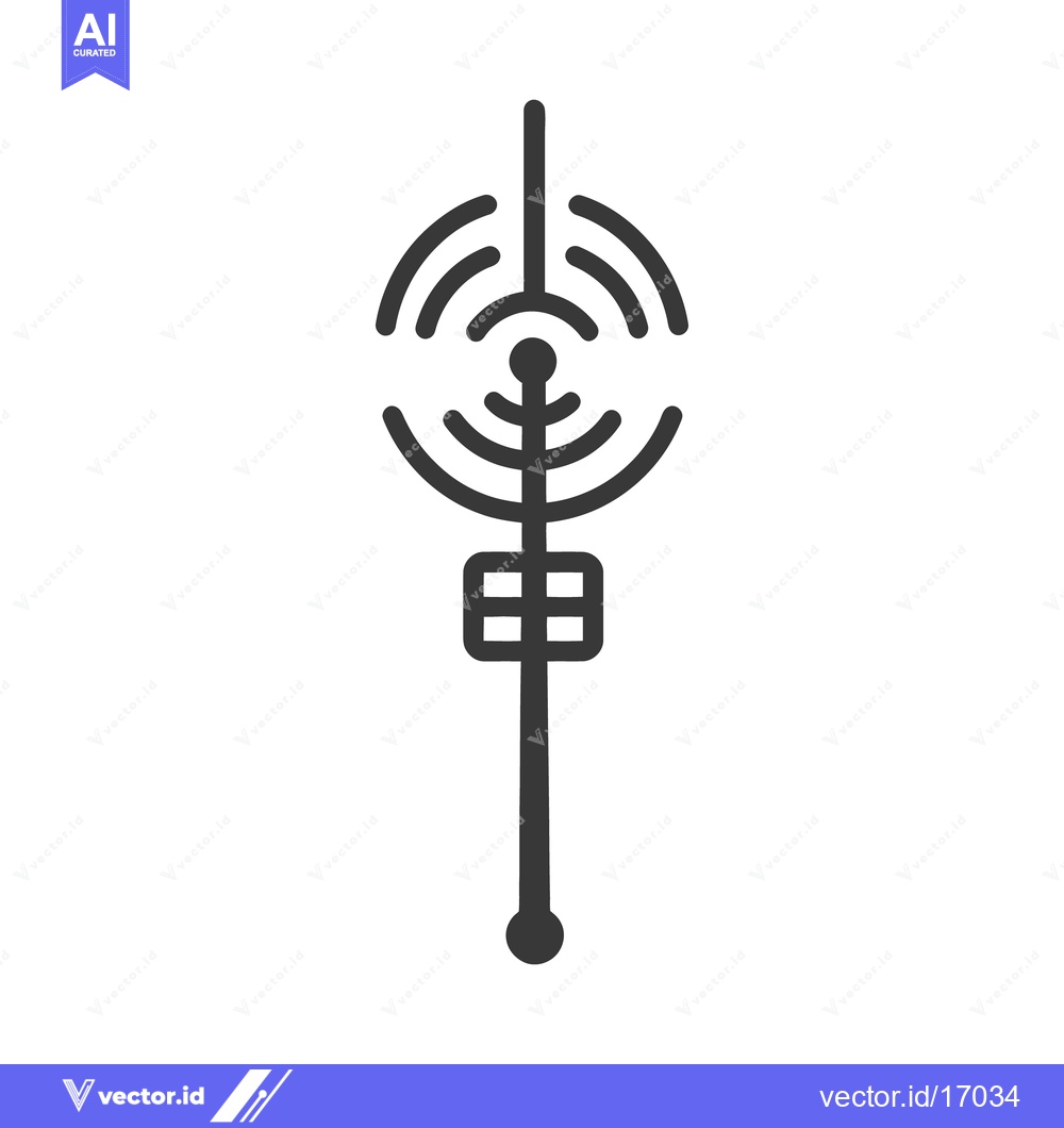 Premium Vector dari A graphic illustration shows a simple communication tower with emissio
