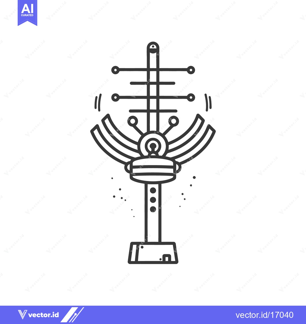 Premium Vector dari An abstract illustration depicts a stylized antenna on a white backgro