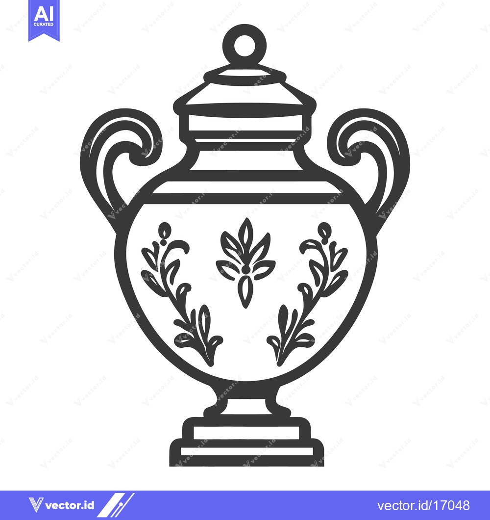 Premium Vector dari A decorative antique urn with a lid and floral patterns