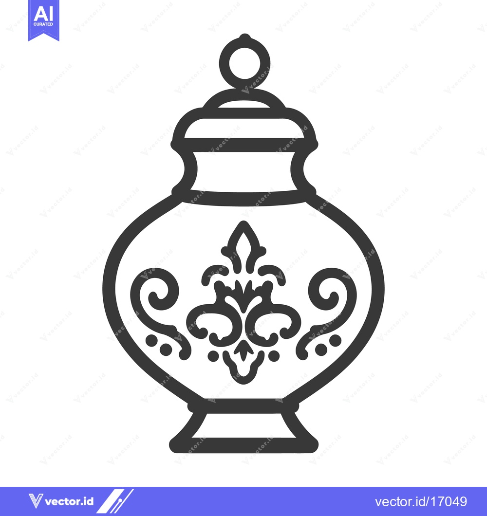 Premium Vector of An ornate ceramic vase with decorative flourishes and a lid