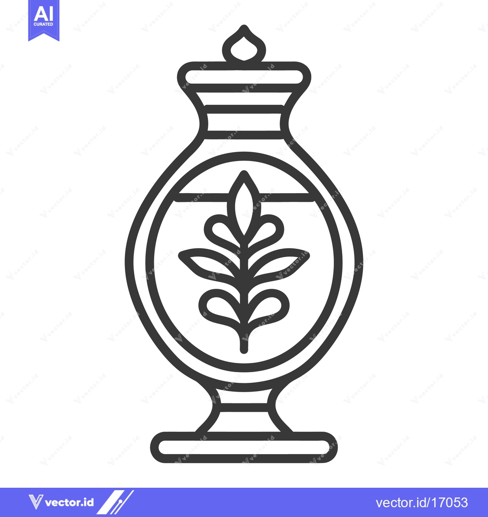 Premium Vector dari A decorative botanical jar with an ornamental plant inside of it