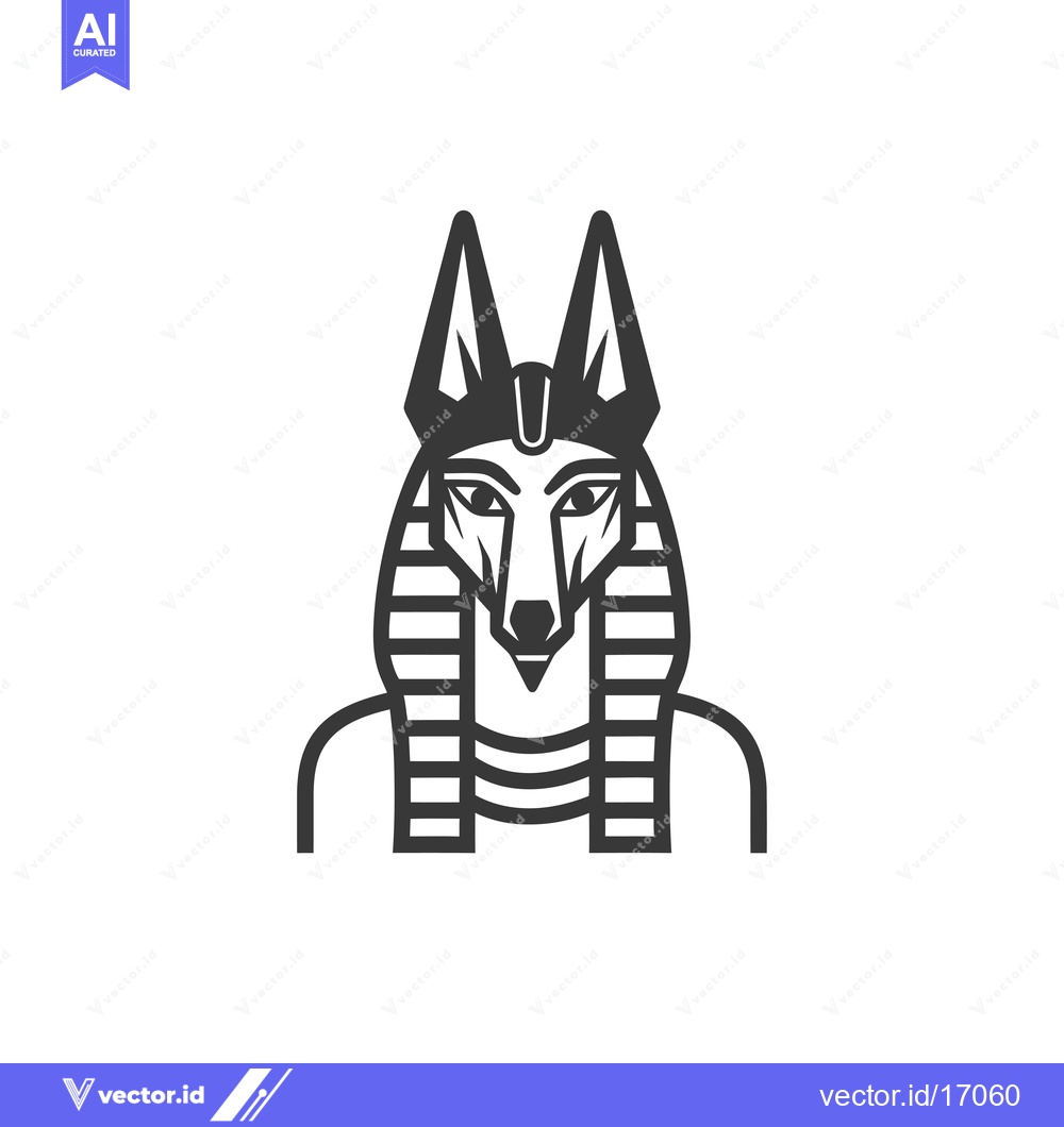 Premium Vector dari Anubis, Egyptian God of the Dead, with a Jackal Head and Striped Colla