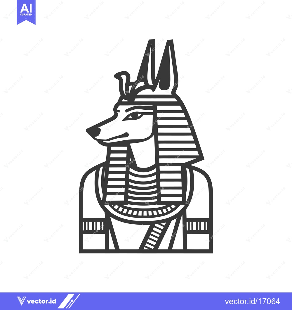 Premium Vector dari Anubis, the Egyptian God of the Dead, Depicted as a Jackal