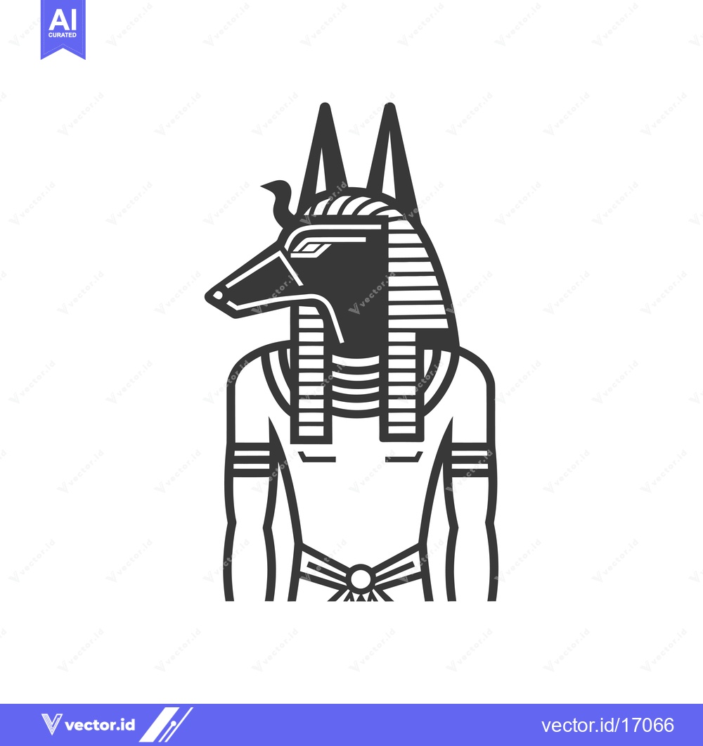 Premium Vector of Anubis, the Egyptian God of the Dead, Depicted in a Black and White Li