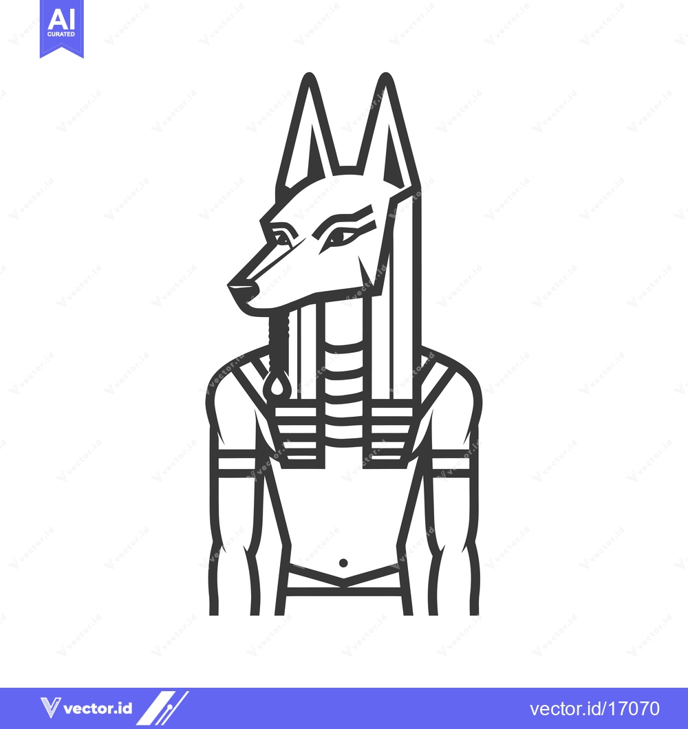 Premium Vector dari Anubis, the Egyptian God of the Dead, with a Human Body and a Jackal H