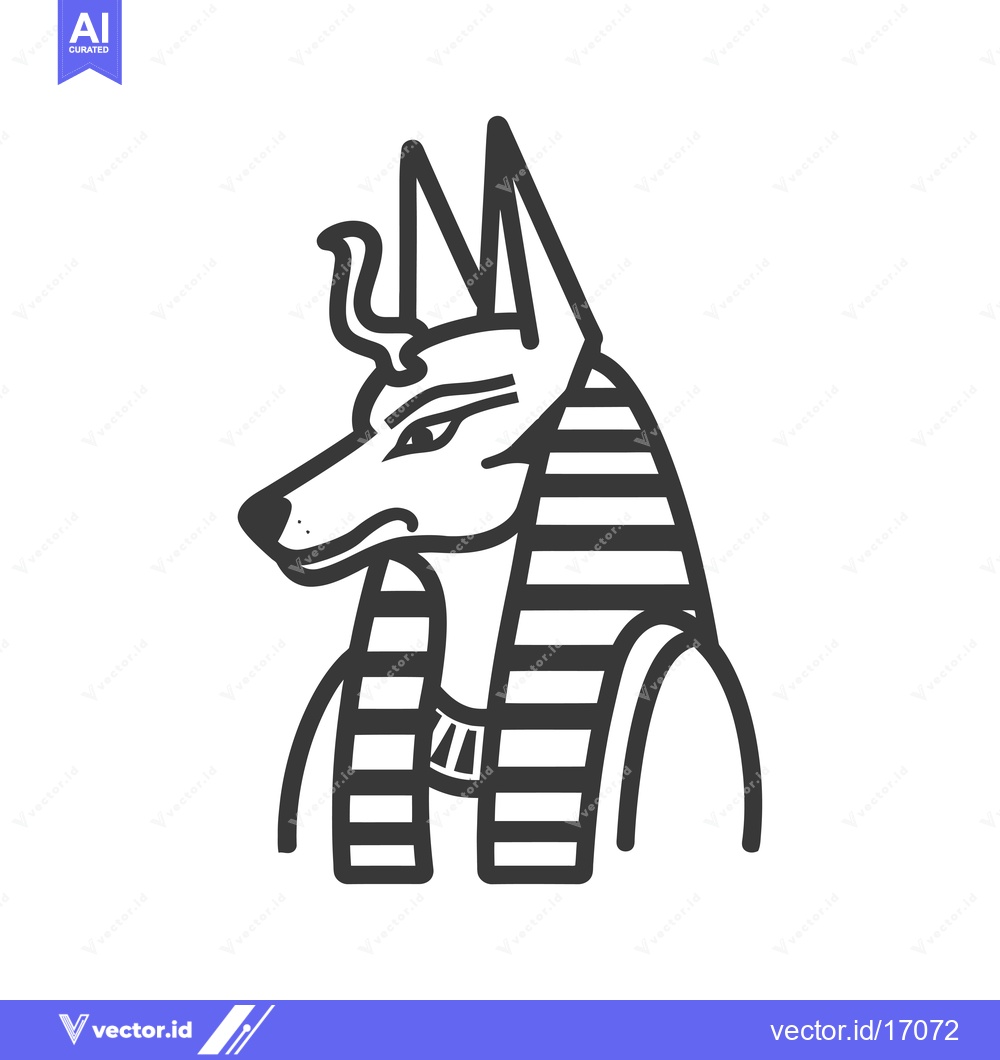 Premium Vector dari Anubis, the Egyptian God of the Dead, with a Striped Collar