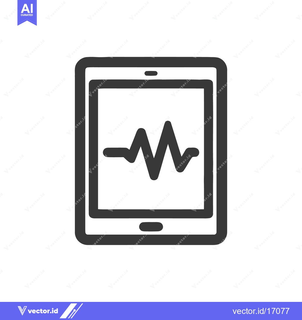 Premium Vector of Tablet Displaying Heartbeat Signal, Medical Technology Icon, Minimalis