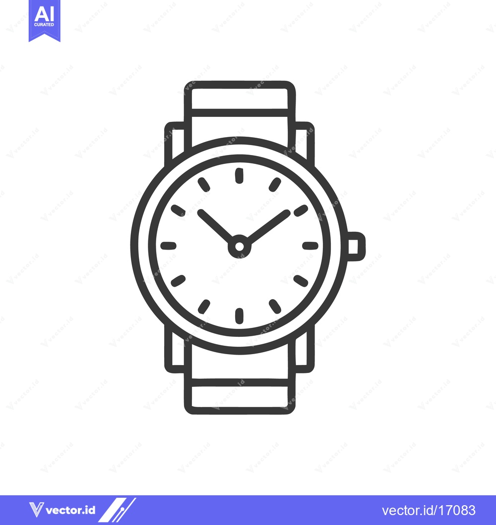 Premium Vector dari Minimalist Wristwatch Icon: Classic Design with Bold Outline on White