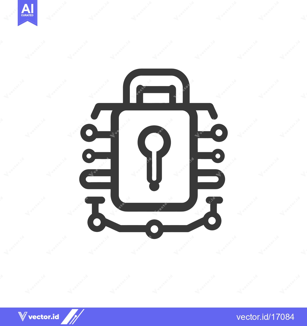 Premium Vector of A padlock icon connected to a circuit board