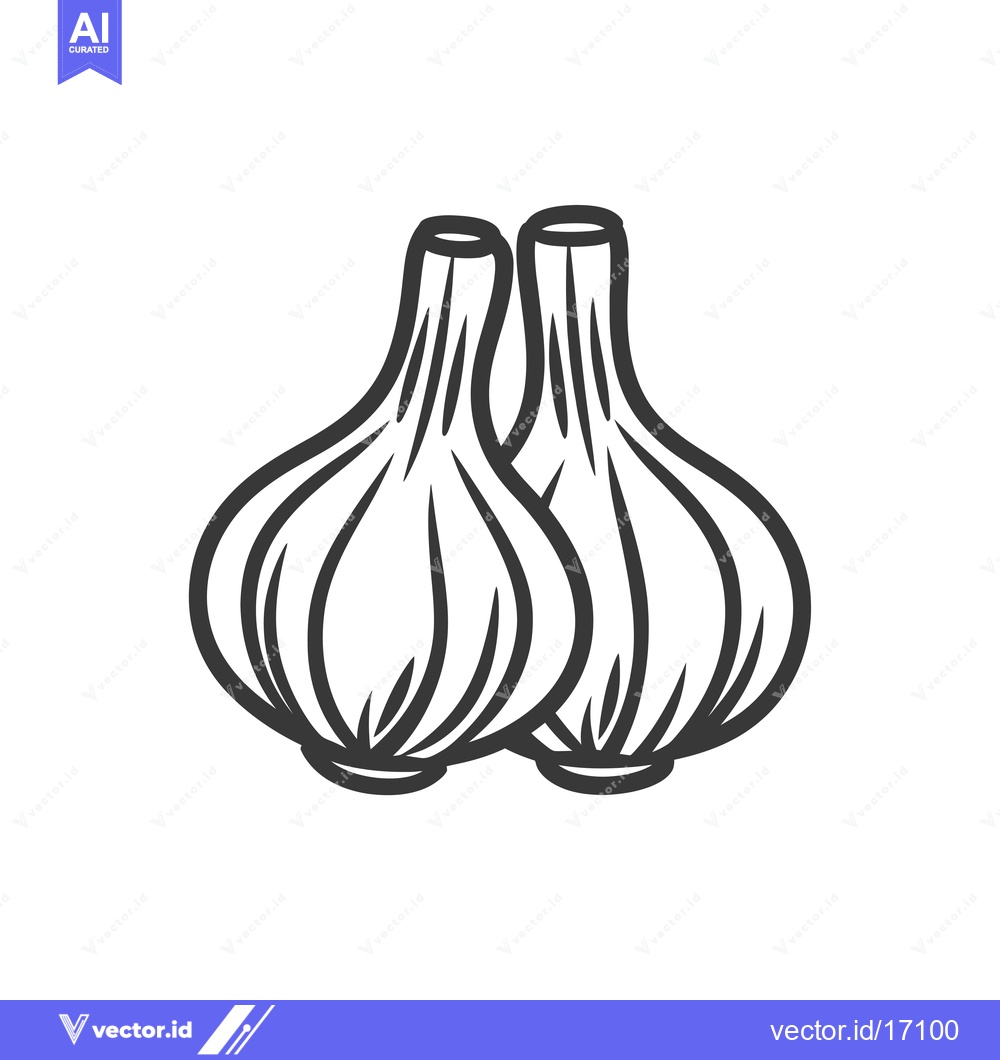 Premium Vector dari A Pair of Whole Garlic Bulbs in Line Drawing