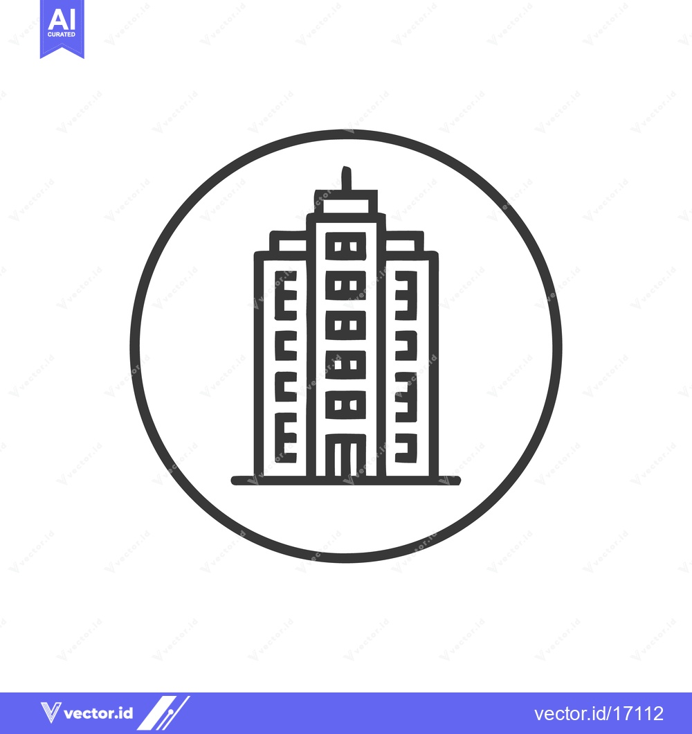Premium Vector dari Minimalist Building Icon: Modern Architecture in a Circular Frame