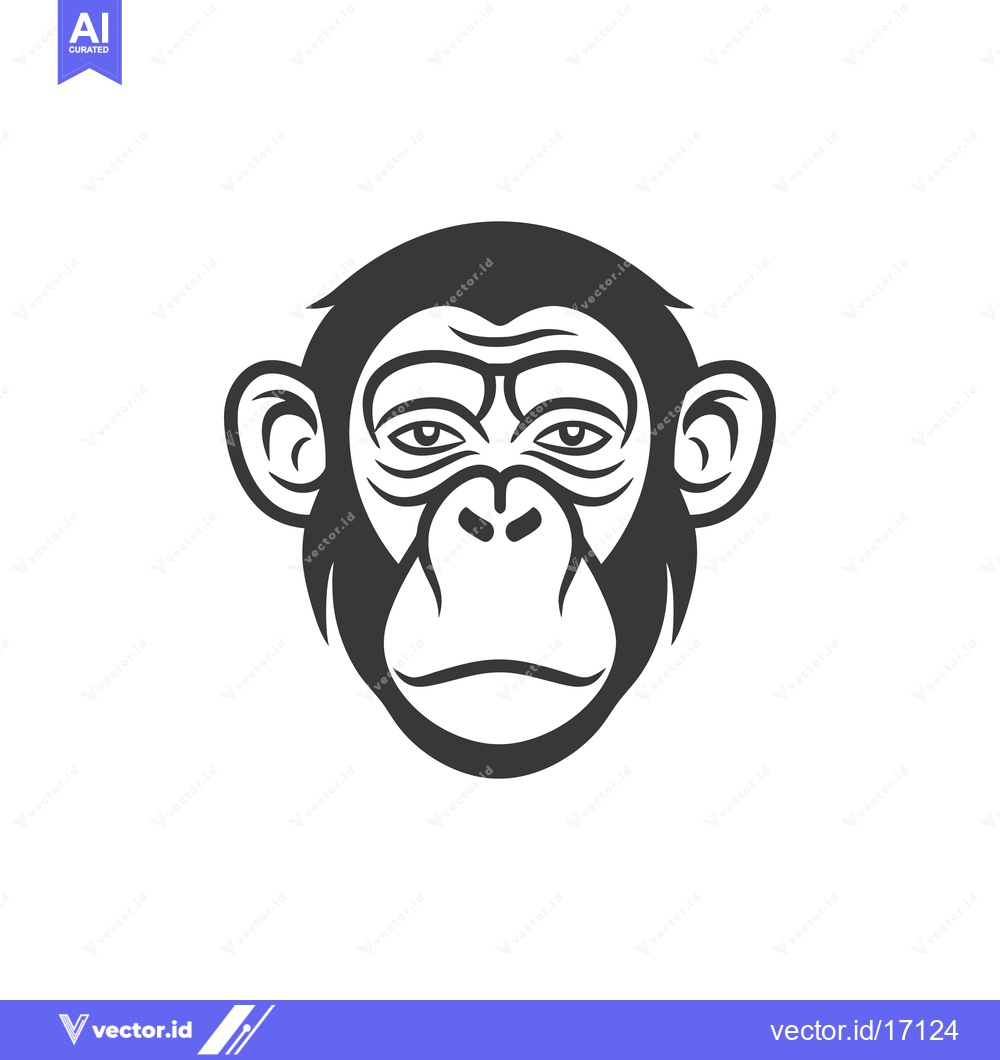 Premium Vector of The detailed black and white illustration depicting an ape face