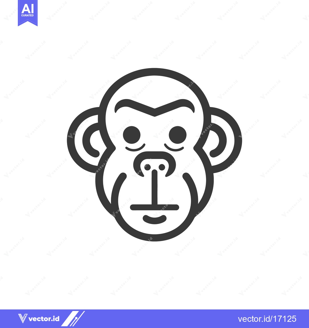 Premium Vector dari A stylized black and white outline drawing of a primate face