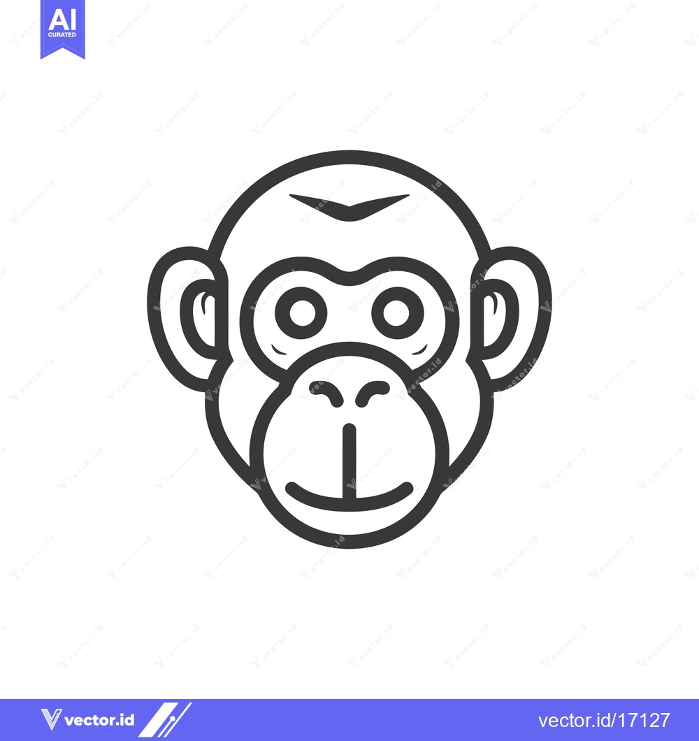 Premium Vector dari A simple black outline drawing of a monkey face