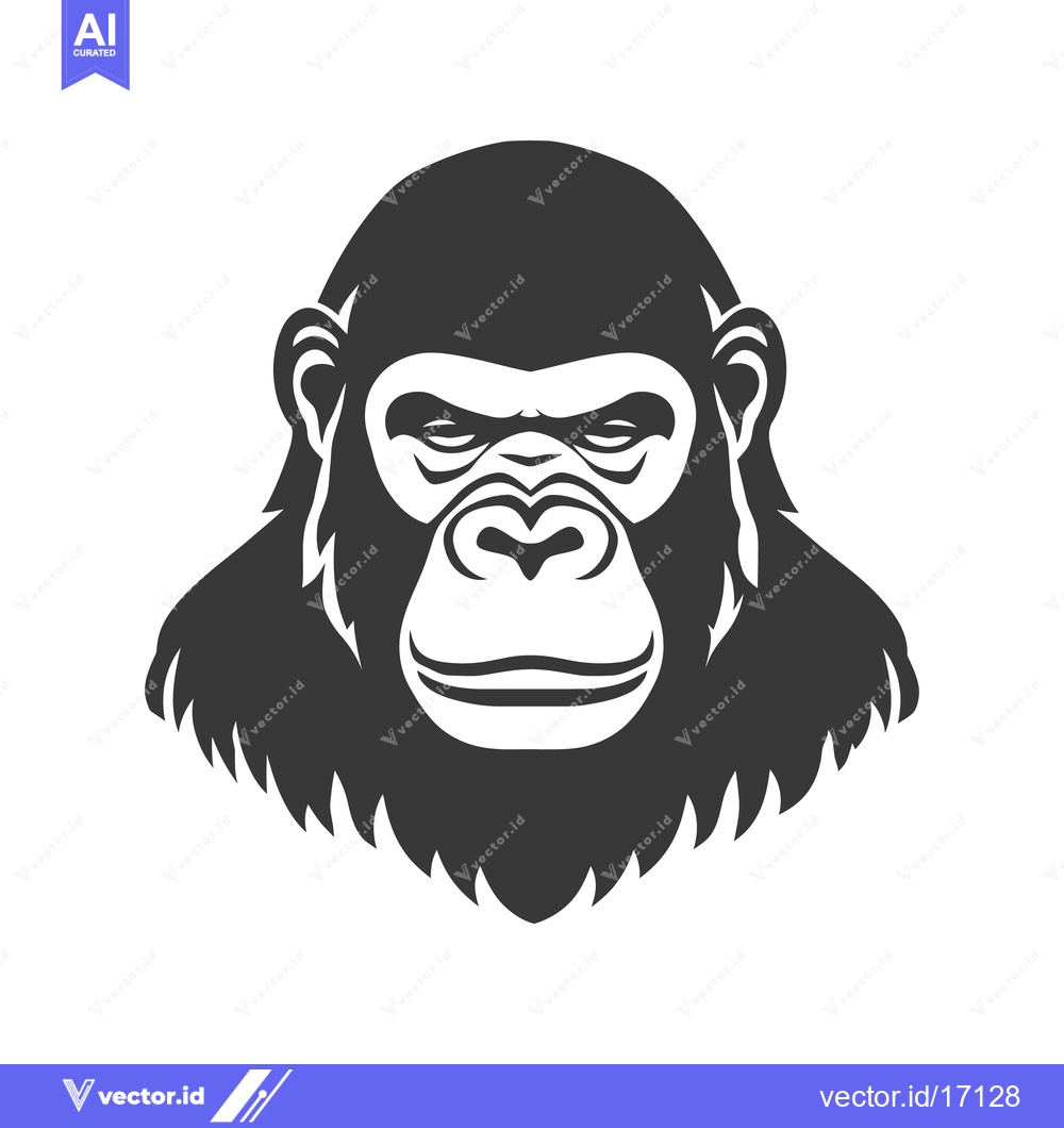 Premium Vector of A monochrome illustration of a powerful gorilla head is shown