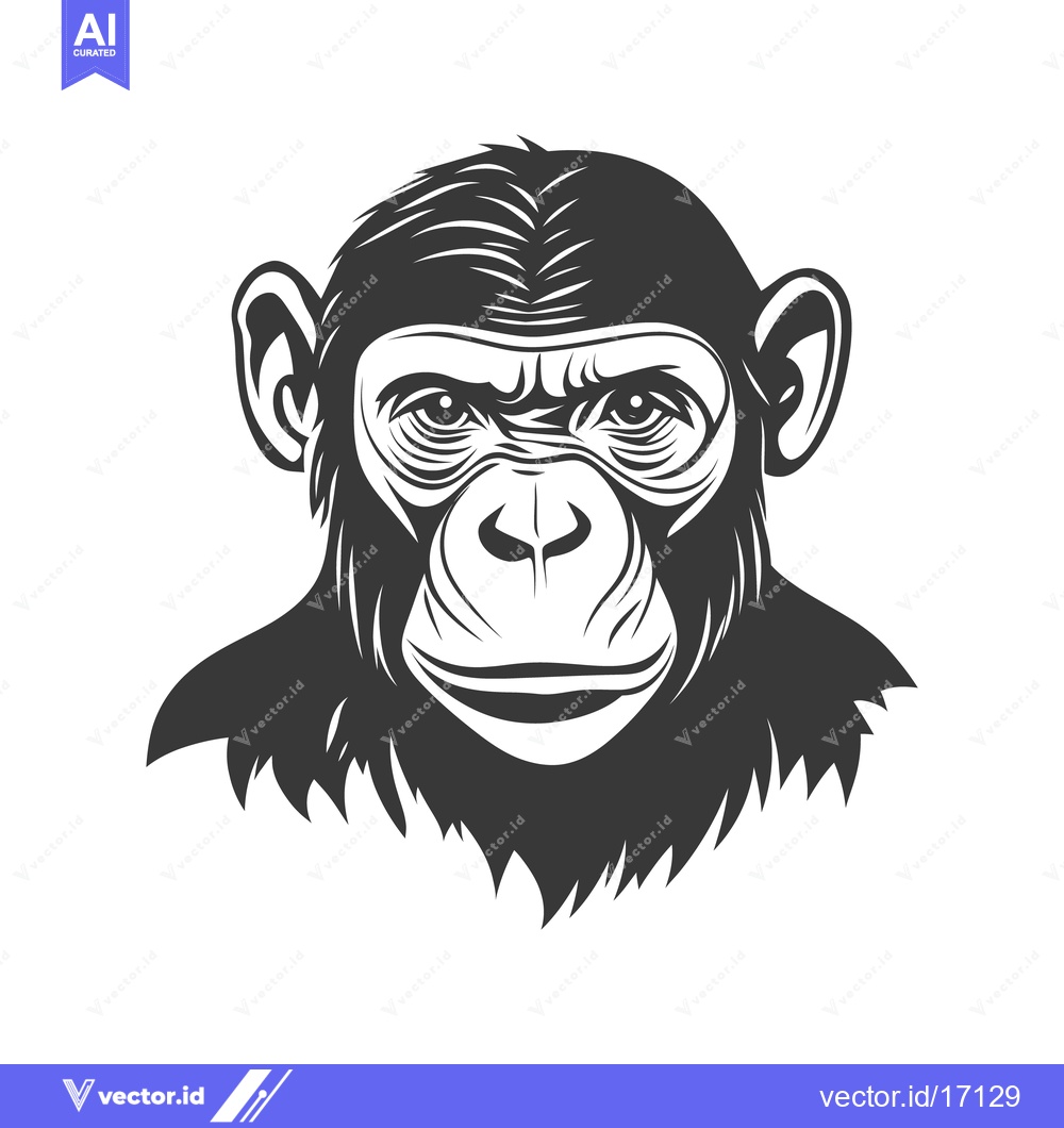 Premium Vector dari A Monochrome Portrait Depicting The Head Of A Primate