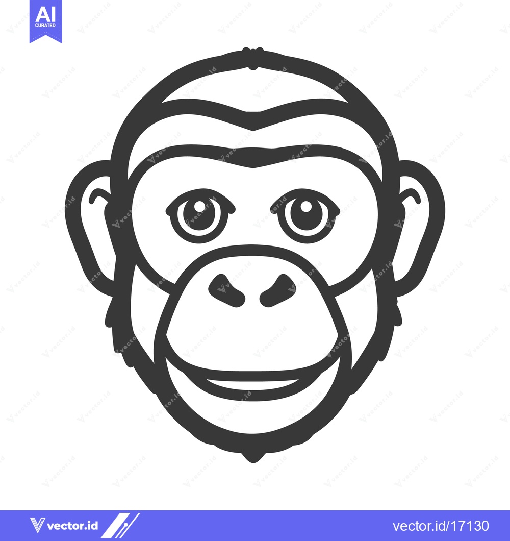 Premium Vector dari A Line Drawing Depicting The Face Of A Monkey