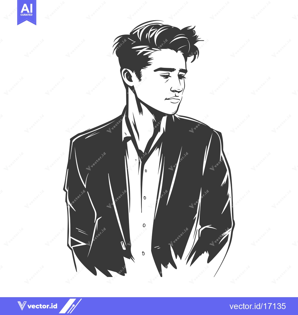Premium Vector dari A Pensive Young Man in a Suit and Shirt