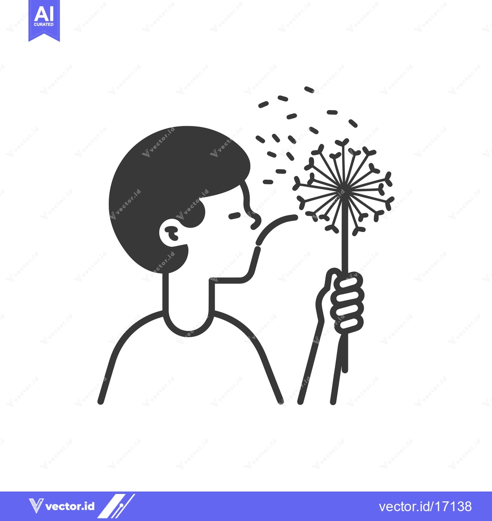 Premium Vector dari A Person Blowing on a Dandelion with Seeds Flying