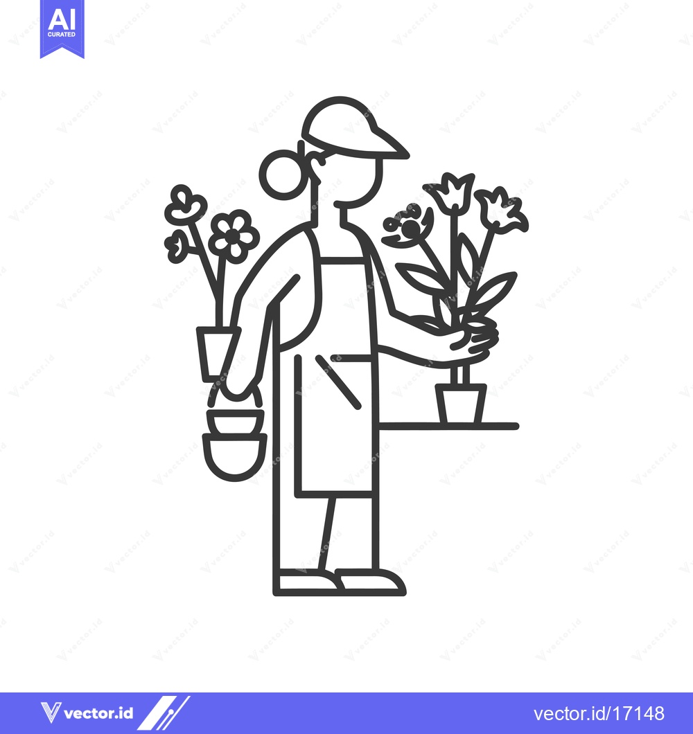 Premium Vector dari A Person Holding a Potted Plant with Other Plants in the Background