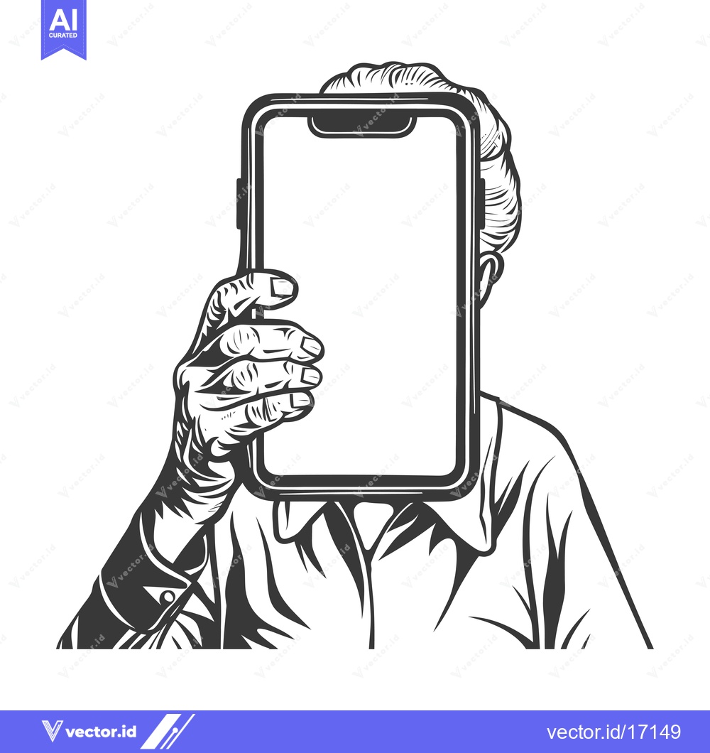 Premium Vector dari A Person Holding a Smartphone in Front of Their Face