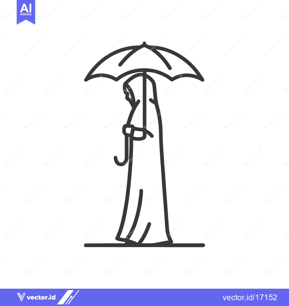 Premium Vector dari A Person in a Long Robe Holding an Umbrella