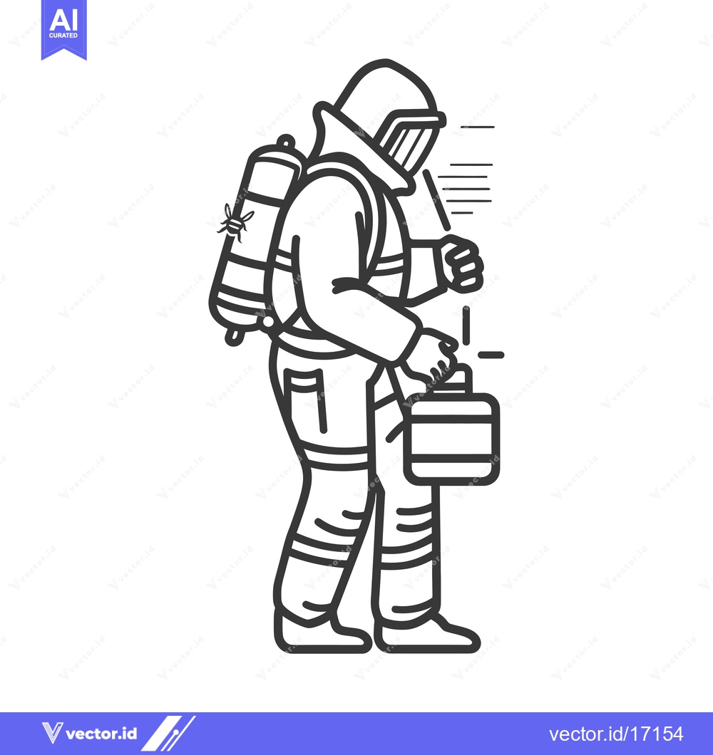 Premium Vector dari A Person in a Protective Suit Carrying a Sprayer