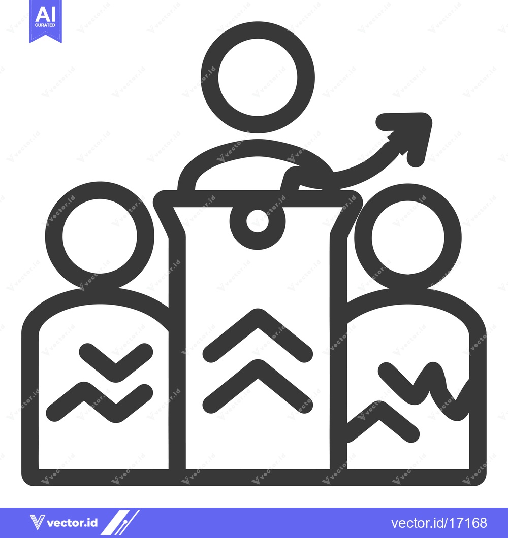Premium Vector dari A person presenting to a group with an upward pointing arrow