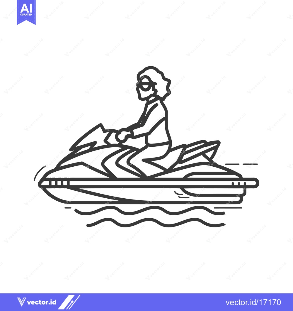 Premium Vector dari A person riding a jet ski on a wave