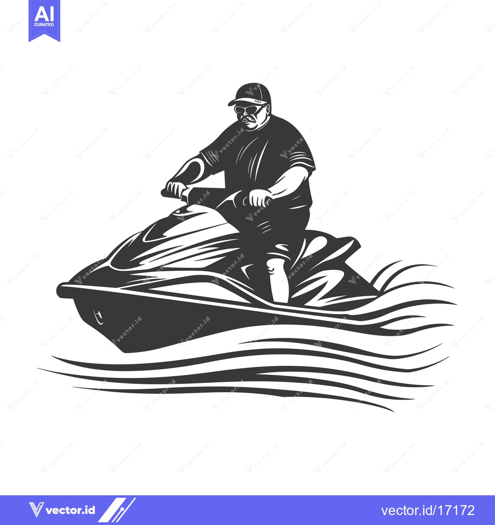Premium Vector dari A Person Riding a Jet Ski on Water