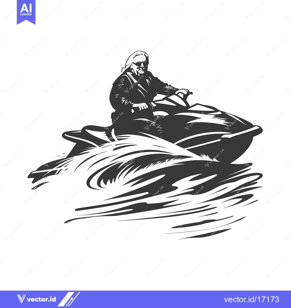Premium Vector dari A Person Riding a Jet Ski Over a Wave