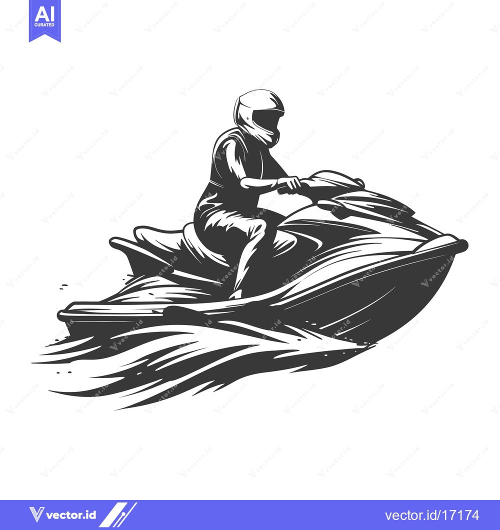 Premium Vector dari A Person Riding a Jet Ski Through Waves