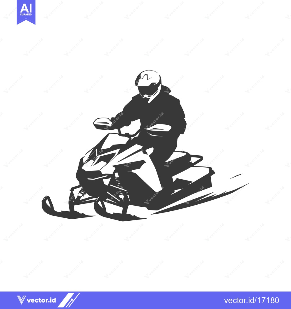 Premium Vector of A person riding a snowmobile in the snow