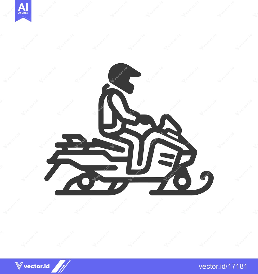 Premium Vector dari A person riding a snowmobile, wearing a helmet and winter gear