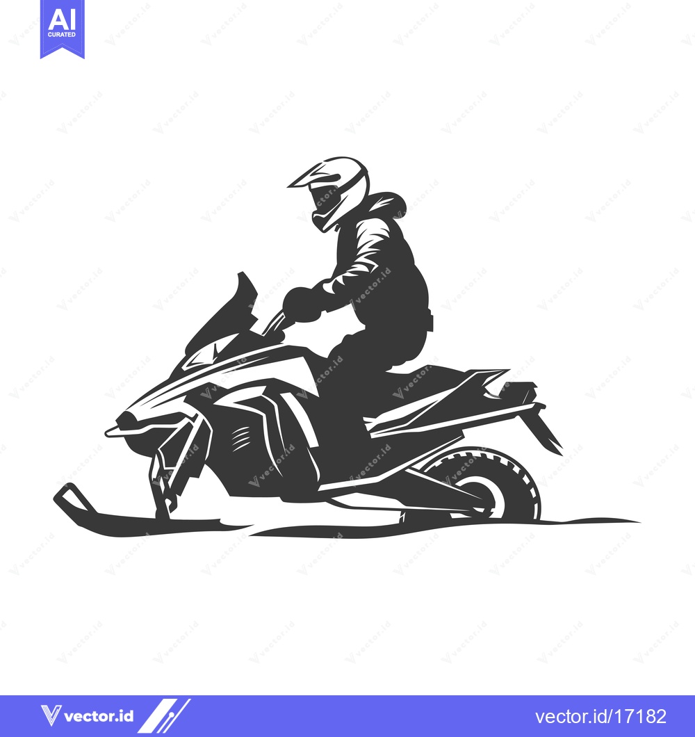 Premium Vector dari A person riding a snowmobile with a ski in the foreground