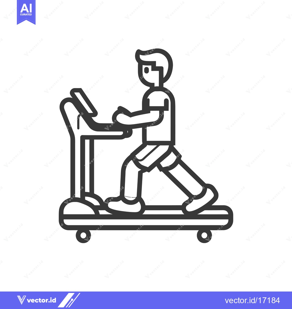 Premium Vector of A person running on a treadmill, exercising and staying fit
