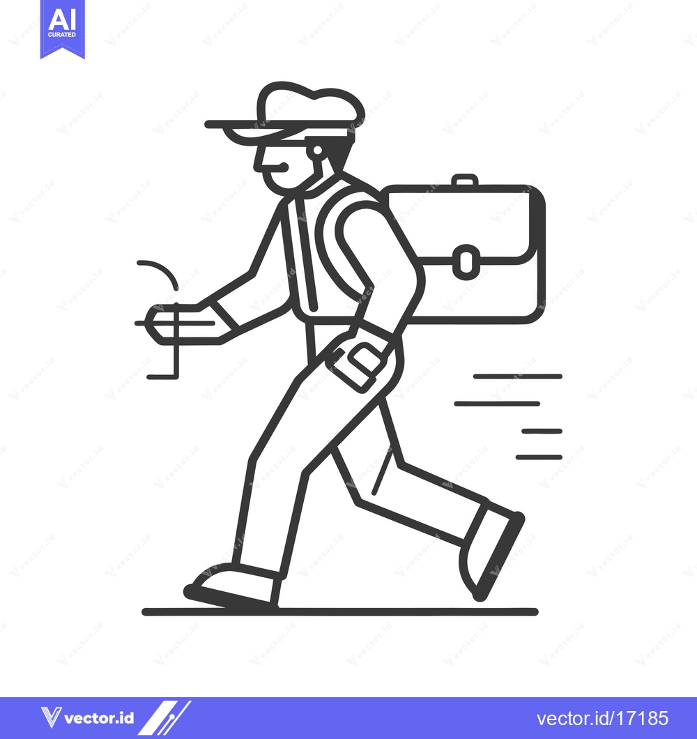 Premium Vector dari A Person Running with a Briefcase and a Phone in Hand