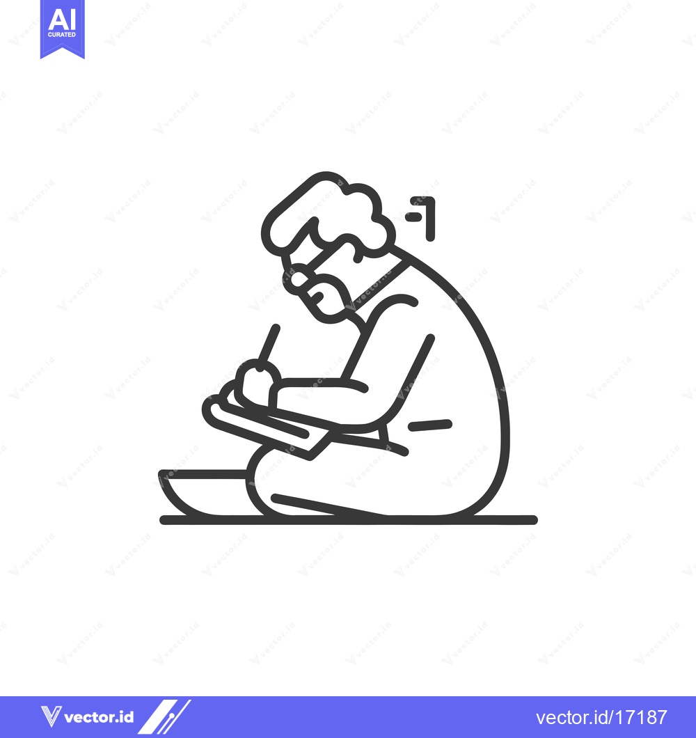 Premium Vector dari A Person Sitting and Writing on a Notepad