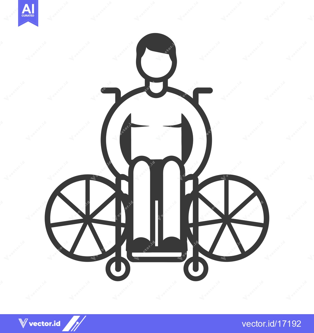 Premium Vector dari A person sitting in a wheelchair, depicted as a simple black icon